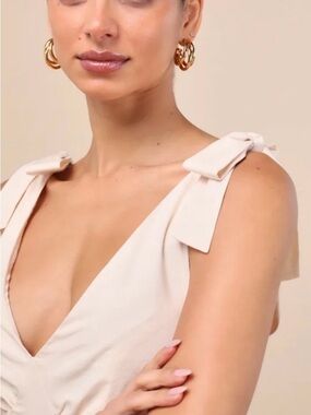 Lulus Gabriella cream tie-strap mini dress